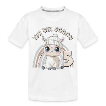 5. Geburtstag Alpaka Lama Regenbogen Süß Niedlich - Kinder Premium Bio T-Shirt - Weiß - Vorne