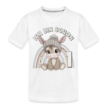 1. Geburtstag Esel Regenbogen Süß Niedlich - Kinder Premium Bio T-Shirt - Weiß - Vorne