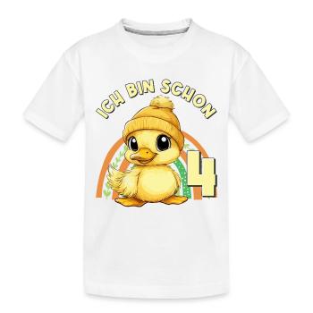 4. Geburtstag Ente Regenbogen Süß Niedlich - Kinder Premium Bio T-Shirt - Weiß - Vorne