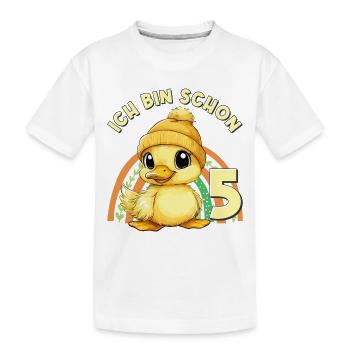 5. Geburtstag Ente Regenbogen Süß Niedlich - Kinder Premium Bio T-Shirt - Weiß - Vorne