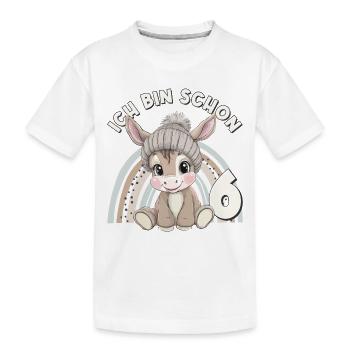 6. Geburtstag Esel Regenbogen Süß Niedlich - Kinder Premium Bio T-Shirt - Weiß - Vorne