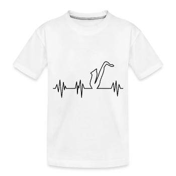 Instrument de musicien de bande de musique de battement de coeur saxophone - T-shirt bio Premium Enfant - blanc - Devant