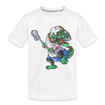 Lacrosse Dinosaure T-Rex Lacrosse Stick Drôle Lax - T-shirt bio Premium Enfant - blanc - Devant