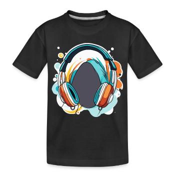 Casque / Audio / Musique / Son / Studio / Cool - T-shirt bio Premium Enfant - noir - Devant