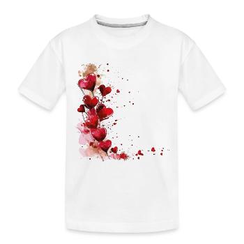 Herzen Herzmotiv Rot Liebe Romantisch Valentinstag - Kinder Premium Bio T-Shirt - Weiß - Vorne