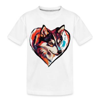 Husky Chien Cœur Chien Amour - T-shirt bio Premium Enfant - blanc - Devant