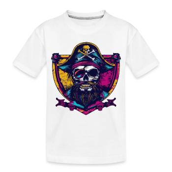 Pirate Skull Crest - Kids' Premium Organic T-Shirt - white - Front