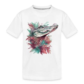 Alligator crocodile caïman reptile prédateur animal - T-shirt bio Premium Enfant - blanc - Devant