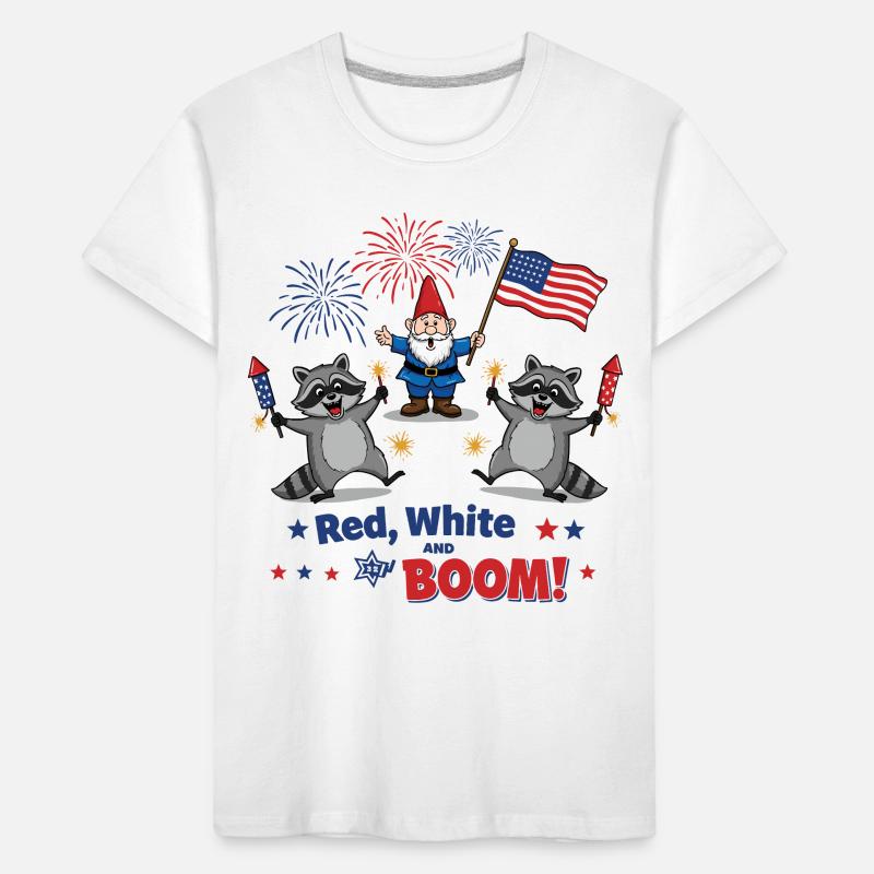 Waschbären-Feuerwerksparty zum 4. Juli Kinder Premium Bio T-Shirt