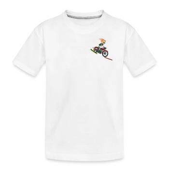 Skelett in Motorrad Flammende Italienische Flagge - Kinder Premium Bio T-Shirt - Weiß - Vorne