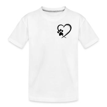 Herz Pfote  - Kinder Premium Bio T-Shirt - Weiß - Vorne