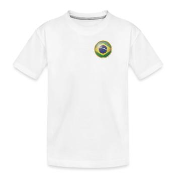 Brasilien Emblem - Kinder Premium Bio T-Shirt - Weiß - Vorne