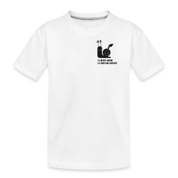 Escargot avec une drôle de phrase - T-shirt bio Premium Enfant - blanc - Devant