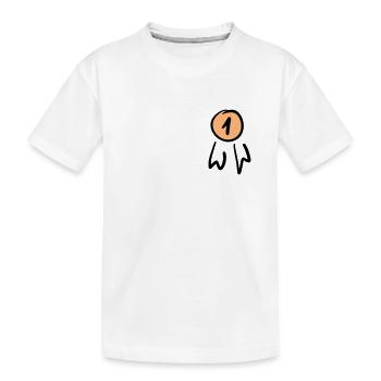 Erster Platz Abzeichen / Orden. Gekritzel. - Kinder Premium Bio T-Shirt - Weiß - Vorne