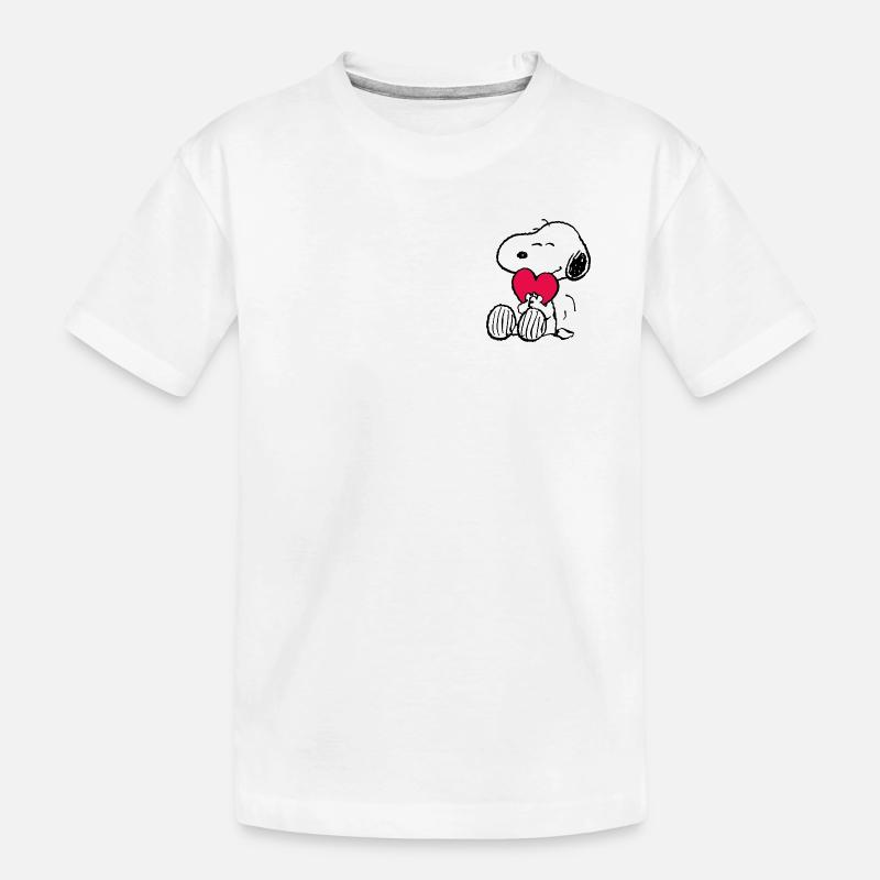 Peanuts Snoopy mit Herz - Kinder Premium Bio T-Shirt - Weiß