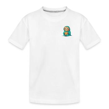 Faultier im Bademantel mit Buch - Kinder Premium Bio T-Shirt - Weiß - Vorne