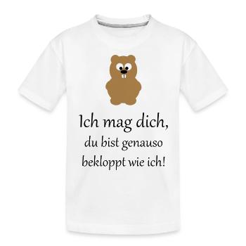 Spruch ich mag dich 2 - Kinder Premium Bio T-Shirt - Weiß - Vorne