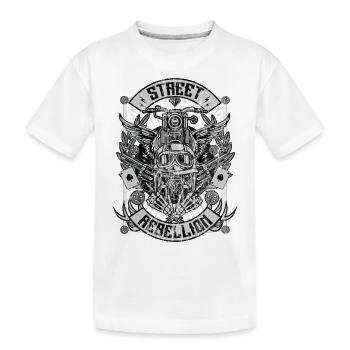 STREET REBELLION - Biker & Motorrad Shirt Geschenk - Kinder Premium Bio T-Shirt - Weiß - Vorne
