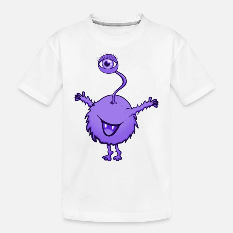 Monstre pourpre avec un oeil - T-shirt bio Premium Enfant - blanc