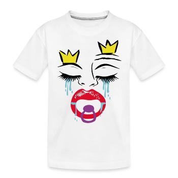 Weinende Frau mit Schnuller und Krone. - Kinder Premium Bio T-Shirt - Weiß - Vorne