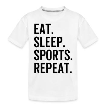 Essen Schlaf Sport wiederholen - Kinder Premium Bio T-Shirt - Weiß - Vorne