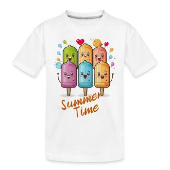 Sommer Eis Party am Stil fröhlich lachend - Kinder Premium Bio T-Shirt - Weiß - Vorne