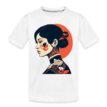 Geisha Tattoo Girl - Kinder Premium Bio T-Shirt - Weiß - Vorne
