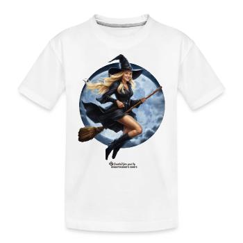 Sorcière sur balai - T-shirt bio Premium Enfant - blanc - Devant