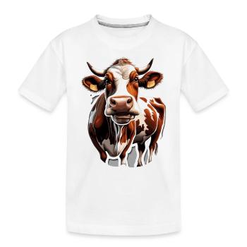 Vache brune / Animal / Lait / Ferme / Grange - T-shirt bio Premium Enfant - blanc - Devant