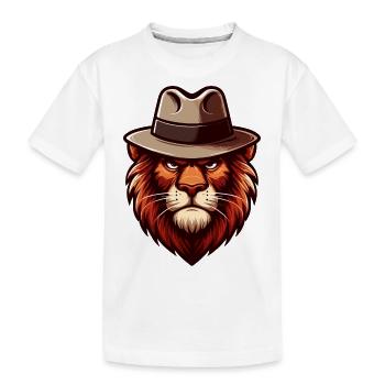 Lion with hat - Kids' Premium Organic T-Shirt - white - Front