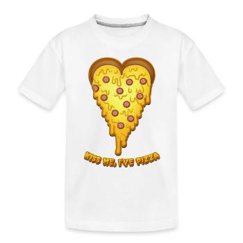 Küss mich, ich habe Pizza. Valentinstag Pizzaherz - Kinder Premium Bio T-Shirt - Weiß - Vorne