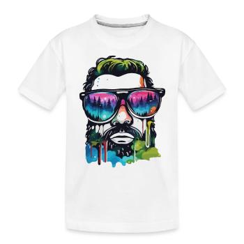Sunglasses / Man / Forest / Portrait / Guy - Kids' Premium Organic T-Shirt - white - Front