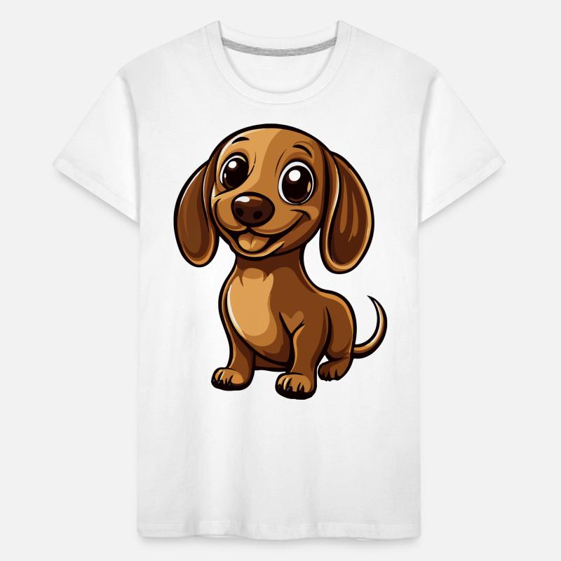 Dackel DachsHund Comic Niedlich Kinder Premium Bio T-Shirt
