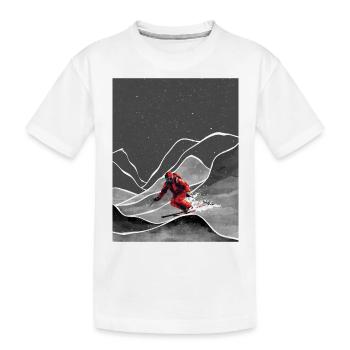 Skifahren in den Schneebergen Snowy Mountain Ski - Kinder Premium Bio T-Shirt - Weiß - Vorne