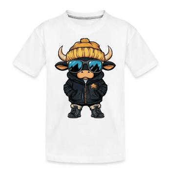 Stier Winter - Kinder Premium Bio T-Shirt - Weiß - Vorne