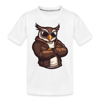 Owl Comic Cool - Kids' Premium Organic T-Shirt - white - Front