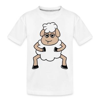 sheep tired bored look sheep stands cute - Kids' Premium Organic T-Shirt - white - Front