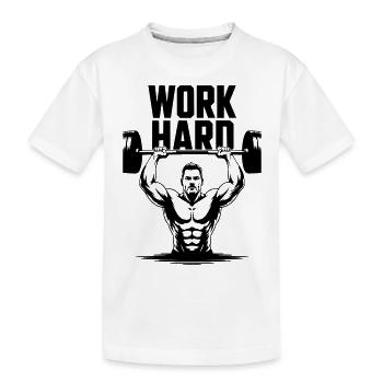 Hard Work - Fitness Motivation - Kinder Premium Bio T-Shirt - Weiß - Vorne