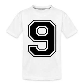 9, nine, number, number - Kids' Premium Organic T-Shirt - white - Front