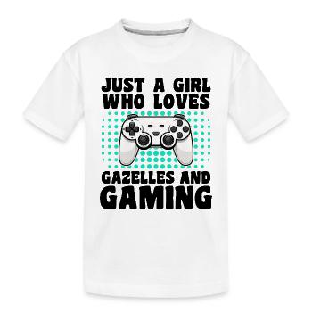 Gamer et Gazelles : Jeux Vidéo et Aventure Agile - T-shirt bio Premium Enfant - blanc - Devant