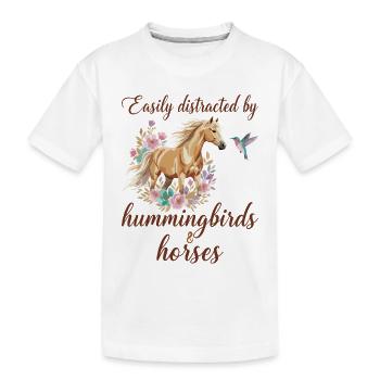 Kolibris und Pferde Reiten Reiten Reiter - Kinder Premium Bio T-Shirt - Weiß - Vorne