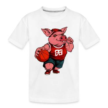 Piggy Basketball Player / Basketball Piggy - Kids' Premium Organic T-Shirt - white - Front