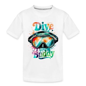 Dive Buddy Taucherbrille - Kinder Premium Bio T-Shirt - Weiß - Vorne