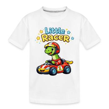 Süßer Brontosaurus im Rennauto für Babys & Kinder - Kinder Premium Bio T-Shirt - Weiß - Vorne