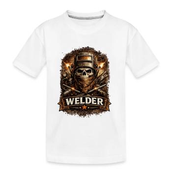 Skull Welder with Sparks - Kids' Premium Organic T-Shirt - white - Front