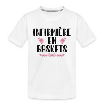 Infirmière En Baskets Humour Hôpital Basket - T-shirt bio Premium Enfant - blanc - Devant