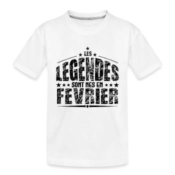Février | les Légendes sont nés en Février Anniver - T-shirt bio Premium Enfant - blanc - Devant