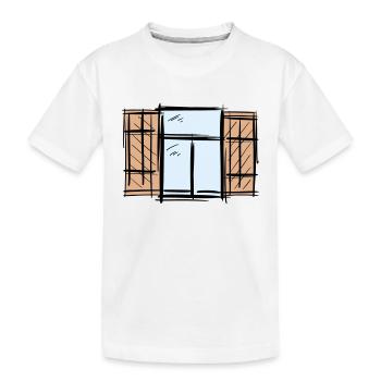 Vieille fenêtre avec volets à charnières Dessin de volets - T-shirt bio Premium Enfant - blanc - Devant