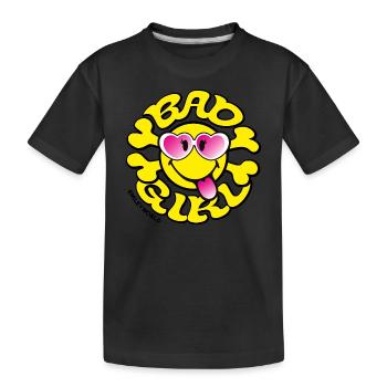Pretty bad girl skull smiley! - Kids' Premium Organic T-Shirt - black - Front
