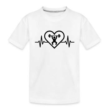 Weightlifting Barbell Heart - Kids' Premium Organic T-Shirt - white - Front